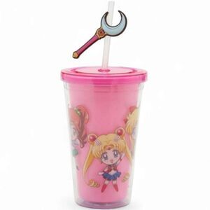 Sailor Moon Chibi Guardians Moon Stick Topper Acrylic Travel Cup